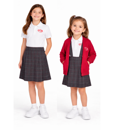 Falda de Cuadros Gris y Granate Manuela Malasaña